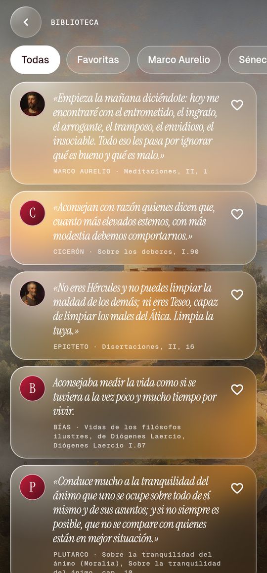 La biblioteca: frases verificadas de Marco Aurelio, Cicerón, Epicteto y Plutarco