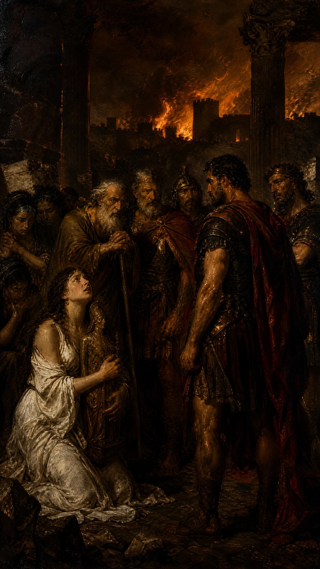 Recreación al óleo: La caída de Troya